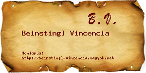 Beinstingl Vincencia névjegykártya